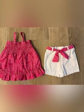 Kidgets Girl's  Size 12 MonthsPink Floral Tank Top & White Shorts Matching Set